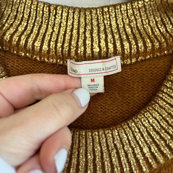 Gap Cosy Metallic Tobacco Brown Sweater Size Medium - Picture 2 of 6
